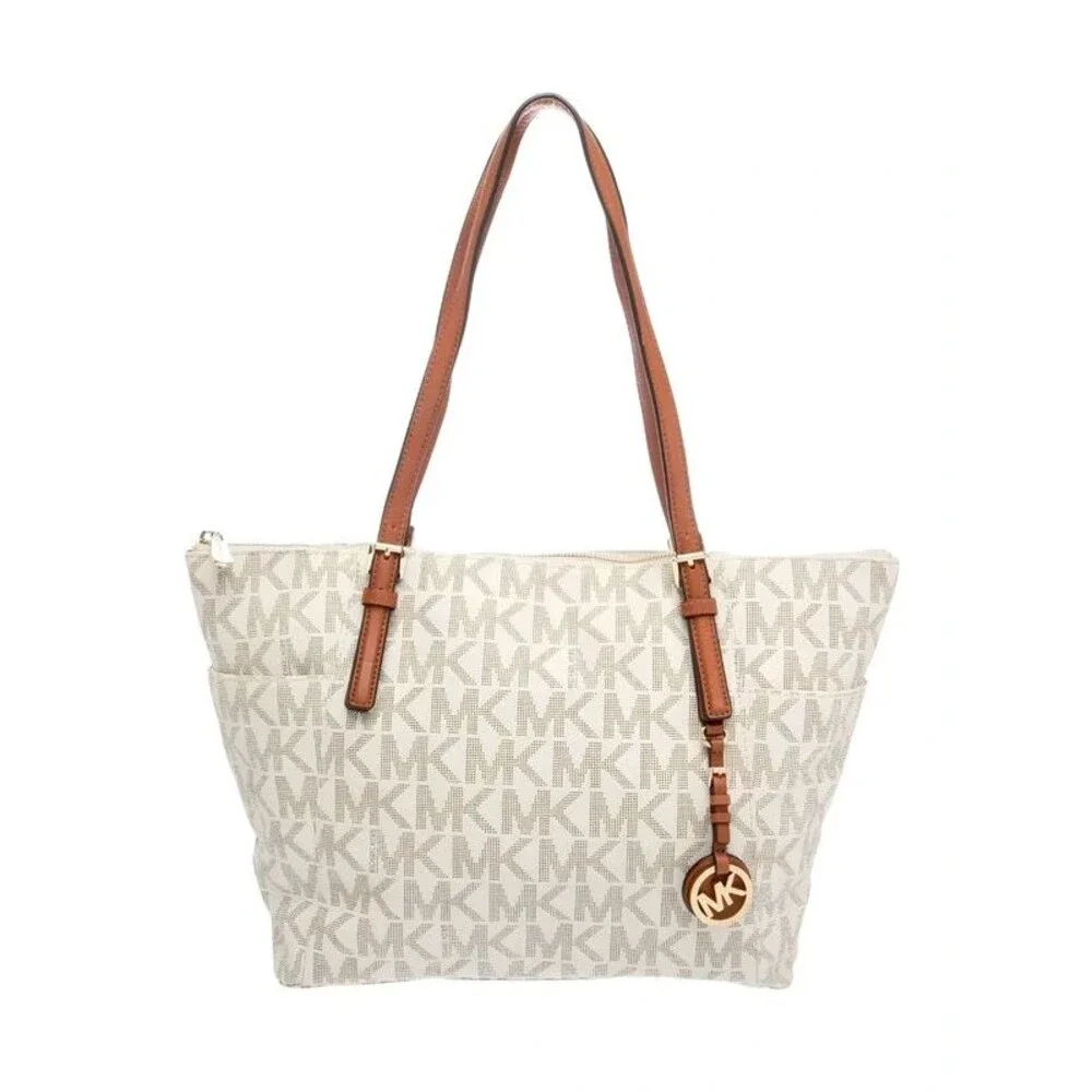 Michael Kors Printed Tote Leather Bag Jacquard Lining